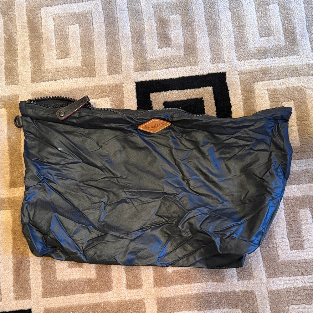 MZ Wallace Black Men's Toiletry Pouch with Leather Trim